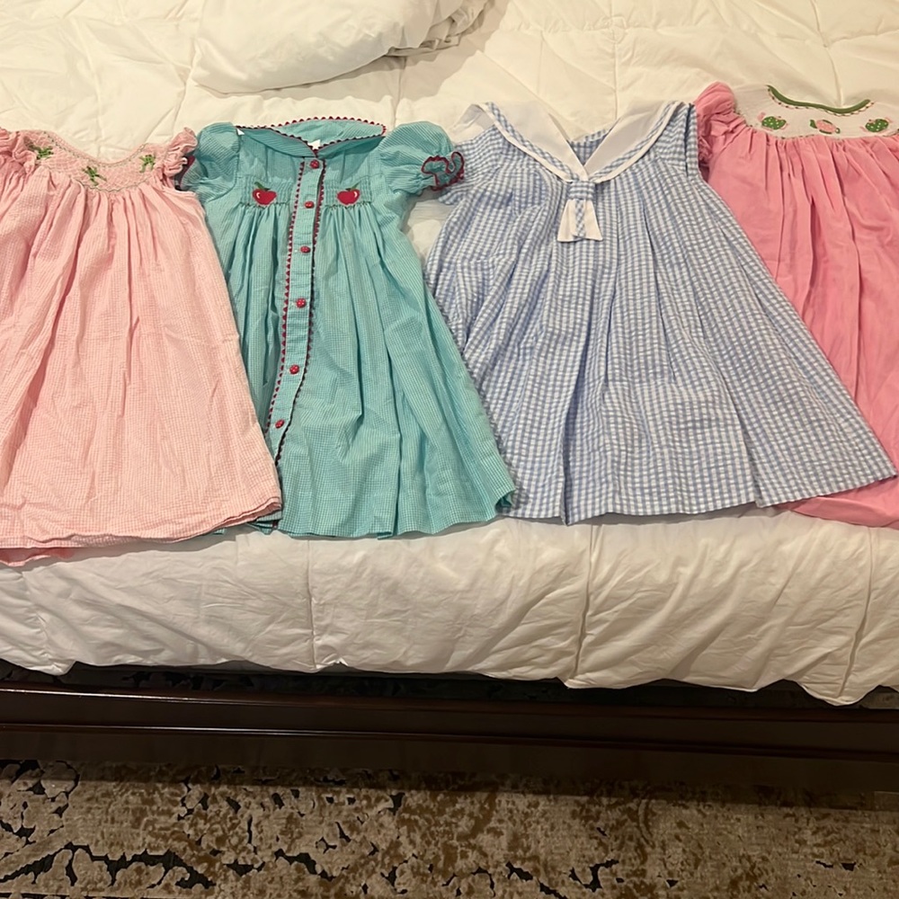 FOUR Size 4/4T smocked girls dresses